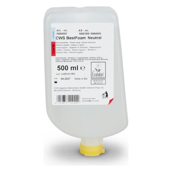 CWS Foam Slim Neutral Seifenkonzentrat 500ml, ohne Parfüm Handreiniger für Modelle 4012 und 4013, 12 Stück