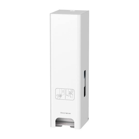 CWS ObjectLine Toilettenpapierspender für 3 Rollen, HxBxT 423x116x136mm mit Schloss, Edelstahl Weiß