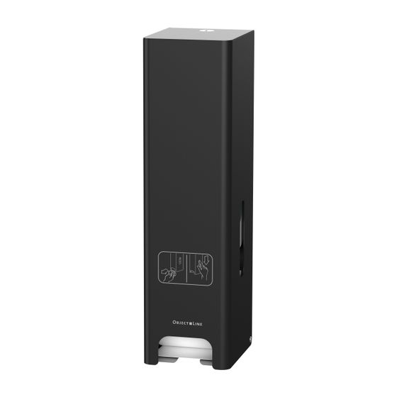 CWS ObjectLine Toilettenpapierspender für 3 Rollen, HxBxT 423x116x136mm mit Schloss, Edelstahl Schwarz
