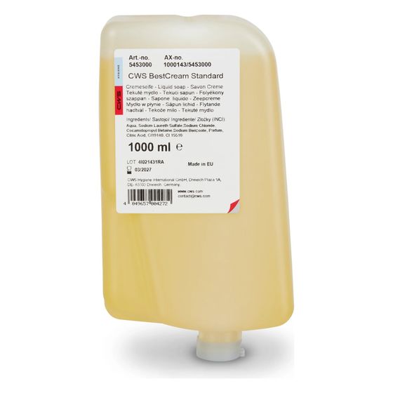 CWS Best Cream Universal Standard Seifencreme 1000ml Zitrus Handreiniger für Modelle 4001 und 7001, 12 Stück