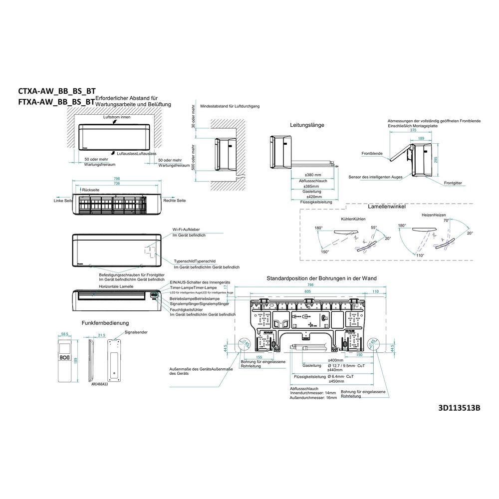 Daikin Split-Klimaanlage Innengerät Stylish FTXA-CW Typ 20, Kühlen 2kW Heizen 2,5kW, i... DAIKIN-FTXA20CW 4573535238157 (Abb. 2)