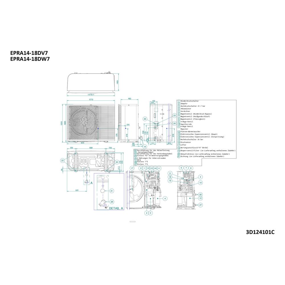 Daikin Altherma Luft-Wasser Wärmepumpe 3 H HT Baugröße 18 Außengerät 3-phasig/400V... DAIKIN-EPRA18DW17 4573535171645 (Abb. 2)
