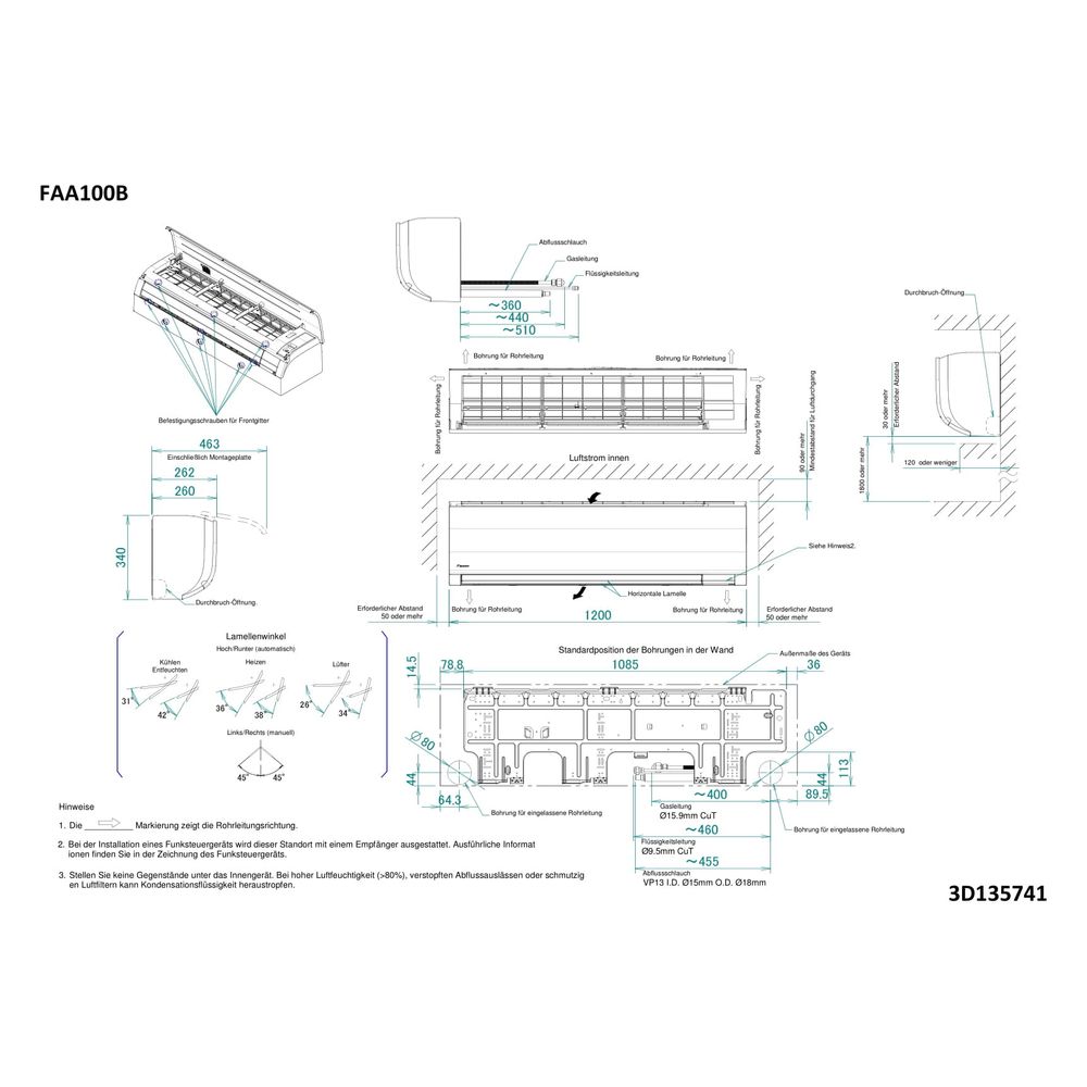 Daikin Klimaanlage Innengerät Sky Air FAA-B Typ 100, Kühlen 9,5kW Heizen 10,8kW, 230V R... DAIKIN-FAA100B 4548848068111 (Abb. 2)