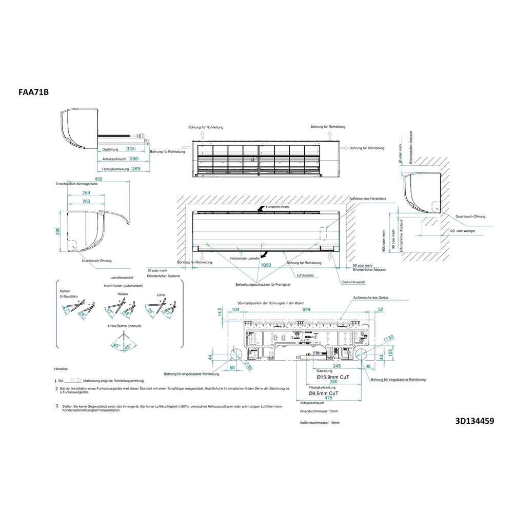 Daikin Klimaanlage Innengerät Sky Air FAA-B Typ 71, Kühlen 9,5kW Heizen 10,8kW, 230V R32... DAIKIN-FAA71B 4548848708031 (Abb. 2)