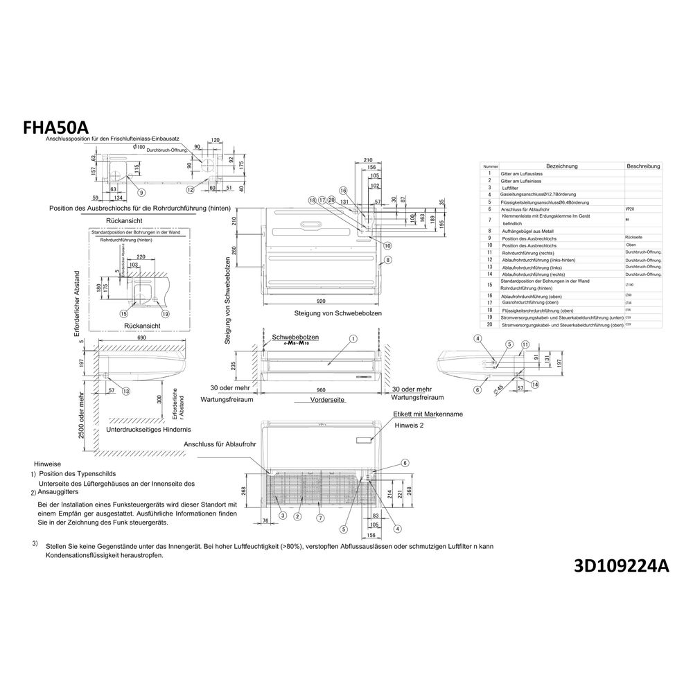 Daikin Deckenunterbau-Klimagerät Sky Air FHA-A9 Typ 50, Kühlen 5kW Heizen 5,8kW 230V, 2... DAIKIN-FHA50A9 4548848717514 (Abb. 2)