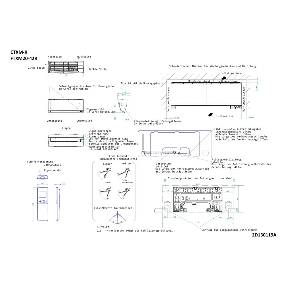 Daikin Split-Klimaanlage Innengerät Perfera FTXM-A Typ 20, Kühlen 2kW Heizen 2,5kW, ink... DAIKIN-FTXM20A 4548848793945 (Abb. 2)