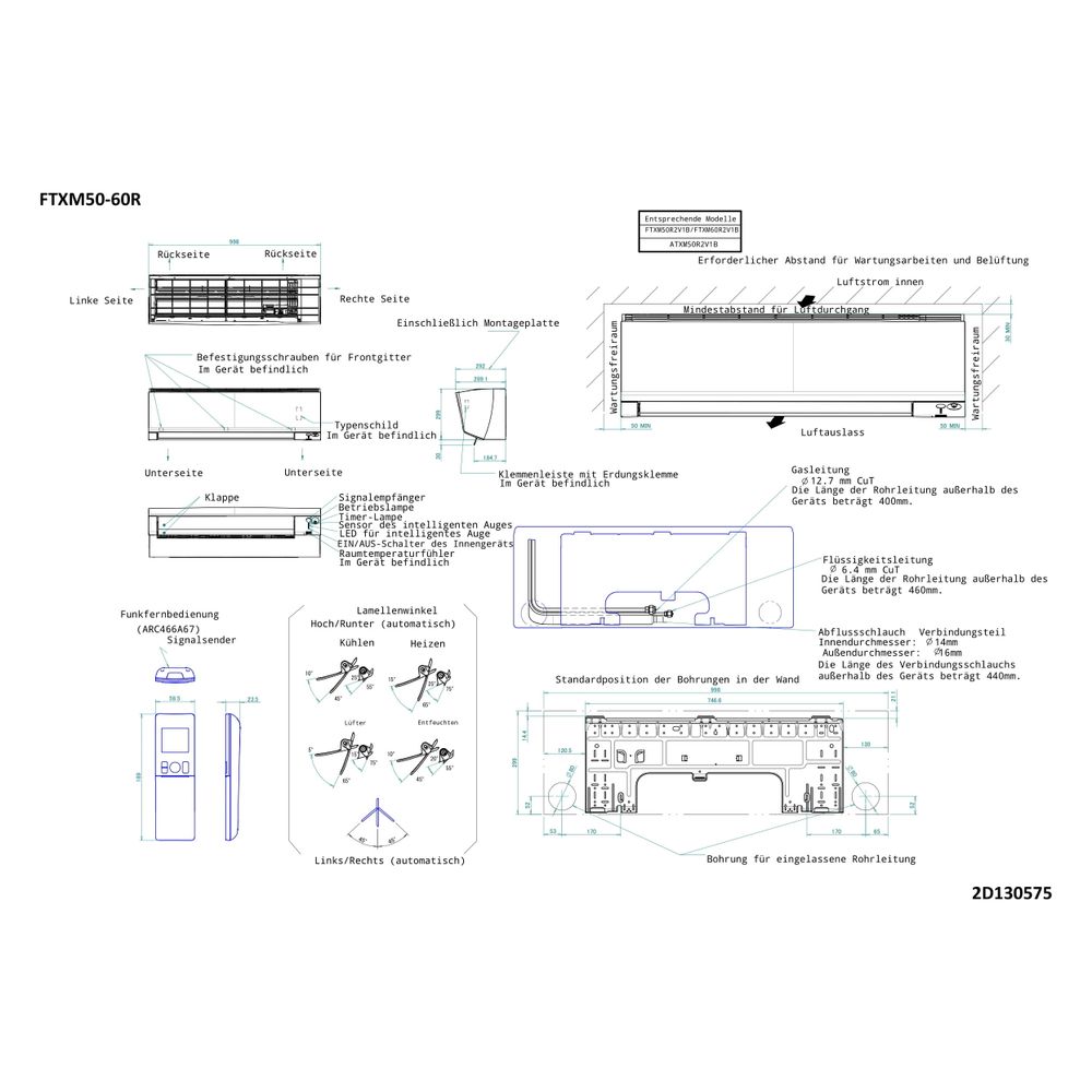 Daikin Split-Klimaanlage Innengerät Perfera FTXM-A Typ 60, Kühlen 6kW Heizen 7kW, inkl.... DAIKIN-FTXM60A 4548848794003 (Abb. 2)