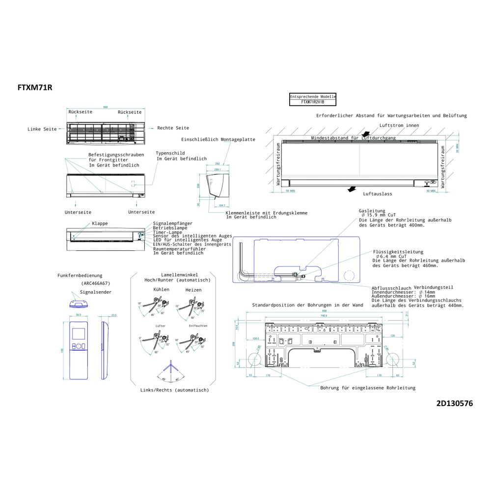 Daikin Split-Klimaanlage Innengerät Perfera FTXM-A Typ 71, Kühlen 7,1kW Heizen 8,2kW, i... DAIKIN-FTXM71A 4548848794010 (Abb. 2)