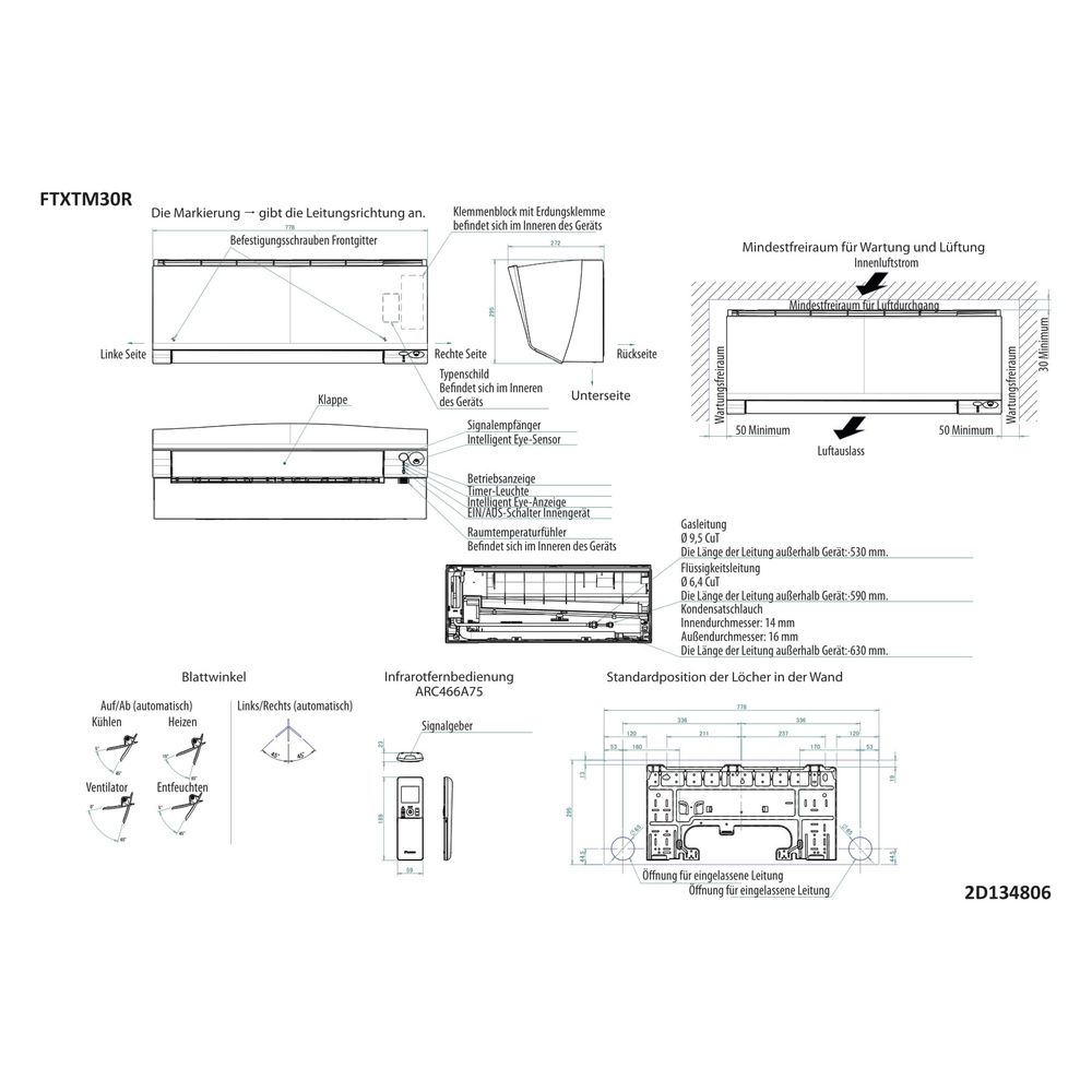 Daikin Split-Klimaanlage Innengerät Perfera FTXTM-A Typ 30, Kühlen 3kW Heizen 3,2kW, 2... DAIKIN-FTXTM30A 4573535188476 (Abb. 2)