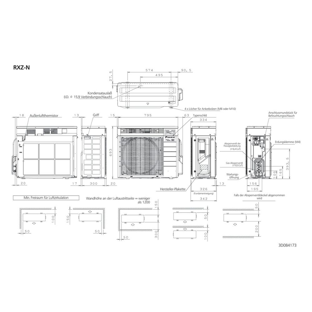 Daikin Split-Klimaanlage Außengerät Ururu Sarara RXZ-N Typ 25, Inverter, 693x795x300mm, ... DAIKIN-RXZ25N 4548848247554 (Abb. 2)