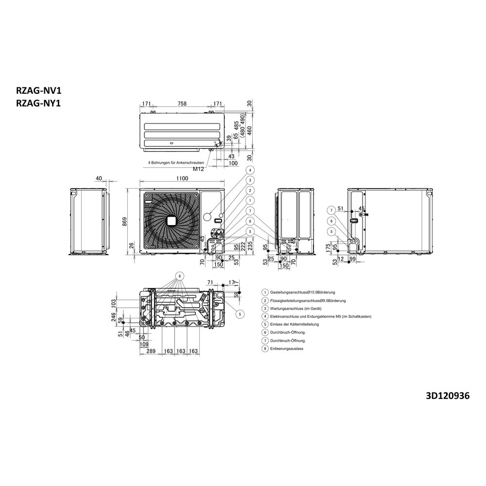 Daikin Klimaanlage Außengerät Sky Air Alpha RZAG-NY1 Typ 71, 400V R32... DAIKIN-RZAG71NY1 4548848761722 (Abb. 2)