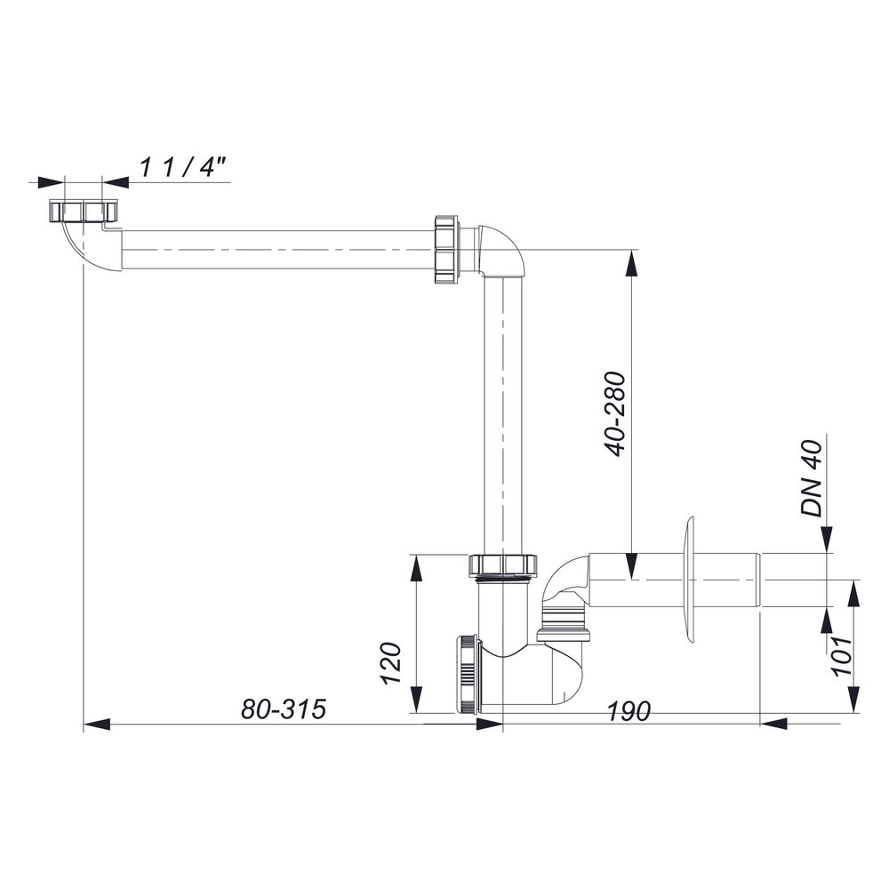 Dallmer Waschtisch-Möbel-Siphon 137, DN 40, PP, 051110... DALLMER-051110 4001636051110 (Abb. 3)