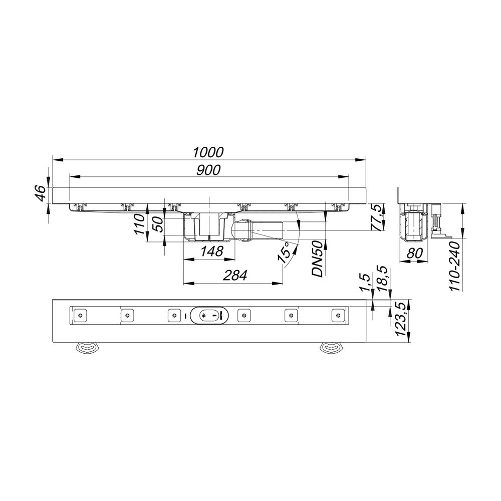 Dallmer CeraLine W Duschrinne 900mm DN 50... DALLMER-520159 4001636520159 (Abb. 2)