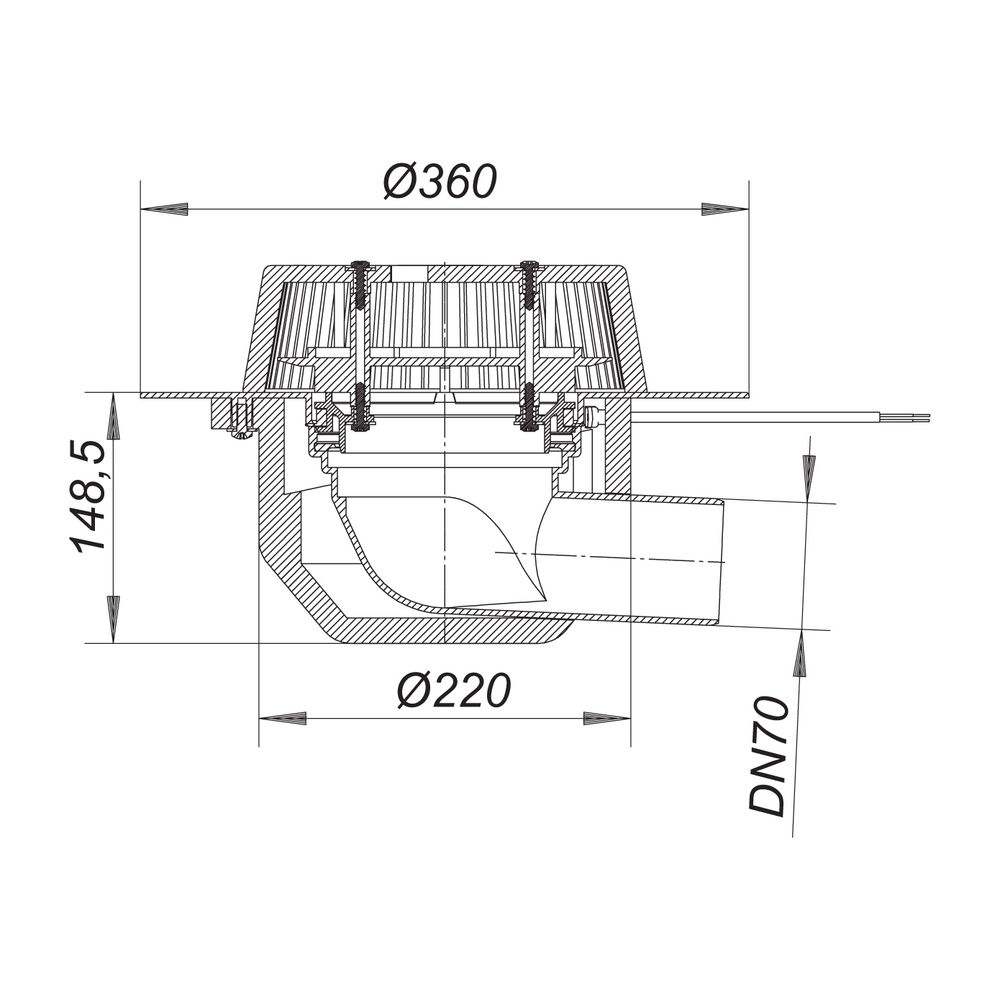 Dallmer SuperDrain Dachablauf 64 H PVC beheizt DN 70... DALLMER-671196 4001636671196 (Abb. 2)