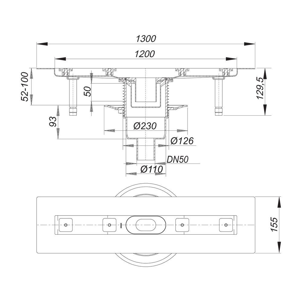 Dallmer CeraLine senkrecht F Duschrinne 1200mm DN 50... DALLMER-521675 4001636521675 (Abb. 2)