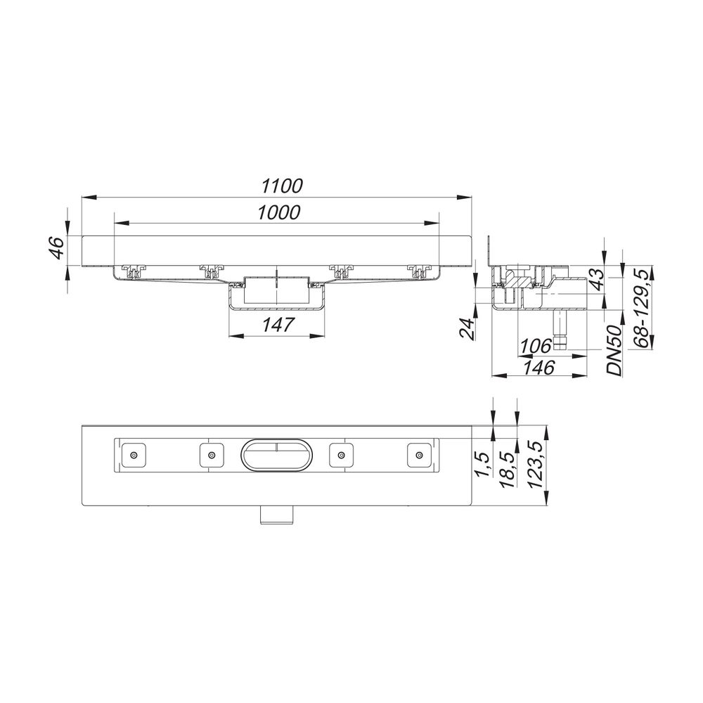 Dallmer CeraLine Nano W Duschrinne 1000mm DN 50... DALLMER-523297 4001636523297 (Abb. 2)