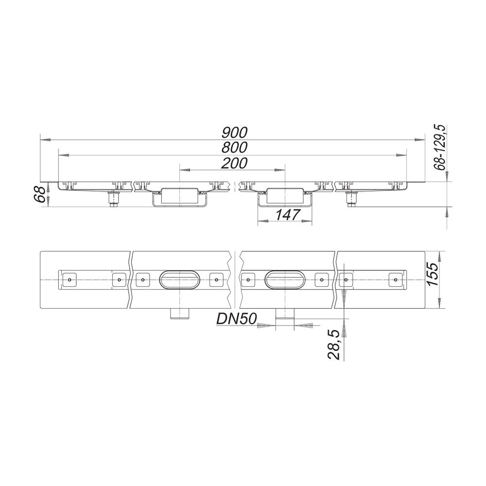 Dallmer CeraLine Nano F Duo Duschrinne 800mm DN 50... DALLMER-522191 4001636522191 (Abb. 2)