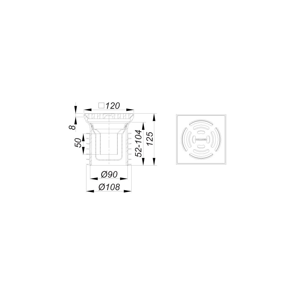 Dallmer Pronto K Bodenablauf 120x120mm DN 100, Aluminium... DALLMER-700339 4001636700339 (Abb. 2)