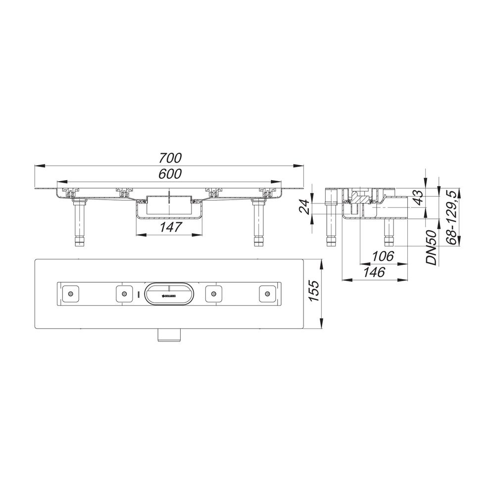 Dallmer CeraLine Nano F Duschrinne 600mm DN 50... DALLMER-523495 4001636523495 (Abb. 2)