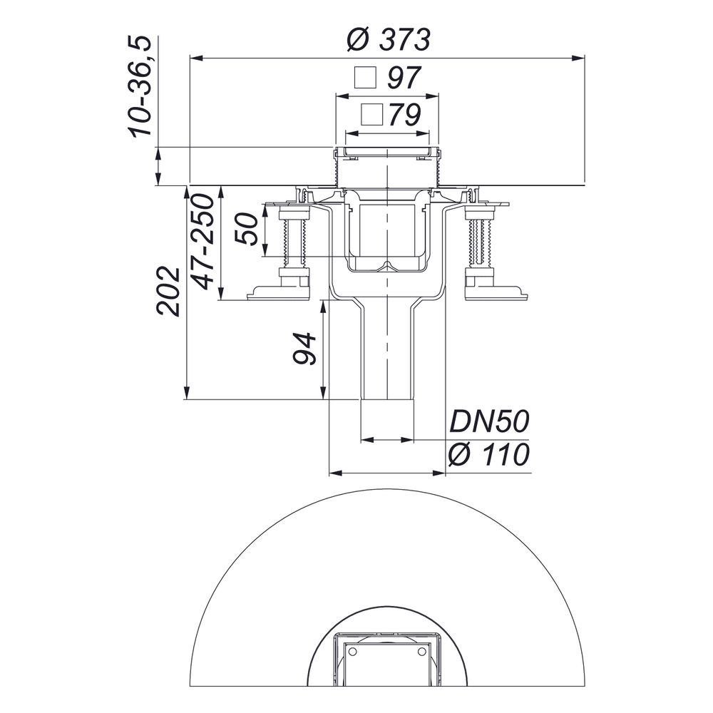 Dallmer DallDrain Individual Bodenablauf senkrecht, 100x100mm, ABS/PP/Edelstahl, DN 50/... DALLMER-517203 4001636517203 (Abb. 3)