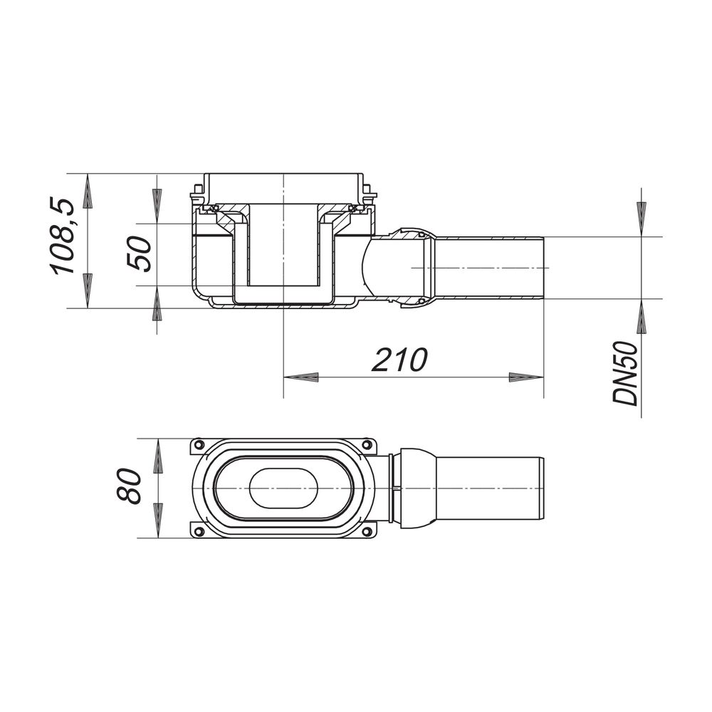 Dallmer CeraLine Ablaufgehäuse DN 50, für CeraLine Duschrinnen W und F ab Baujahr 2009... DALLMER-520692 4001636520692 (Abb. 2)