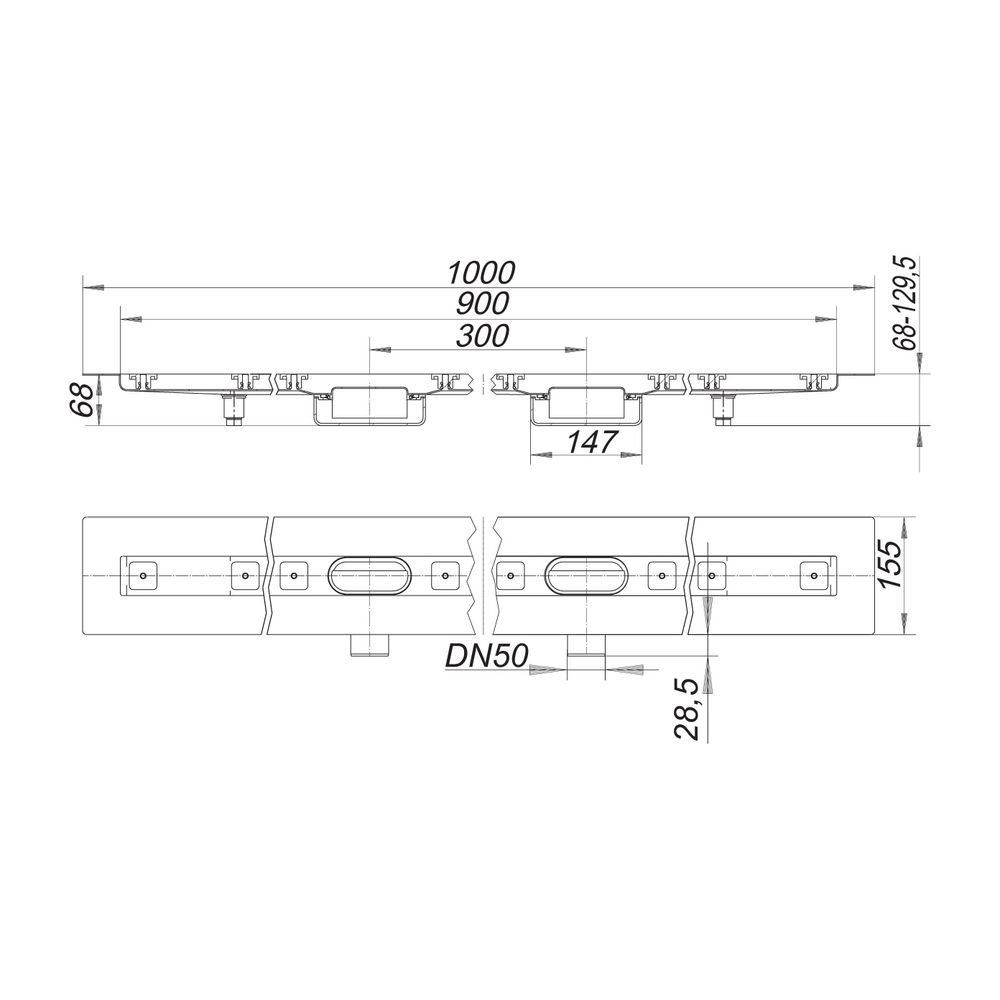 Dallmer CeraLine Nano F Duo Duschrinne 900mm DN 50... DALLMER-522214 4001636522214 (Abb. 2)