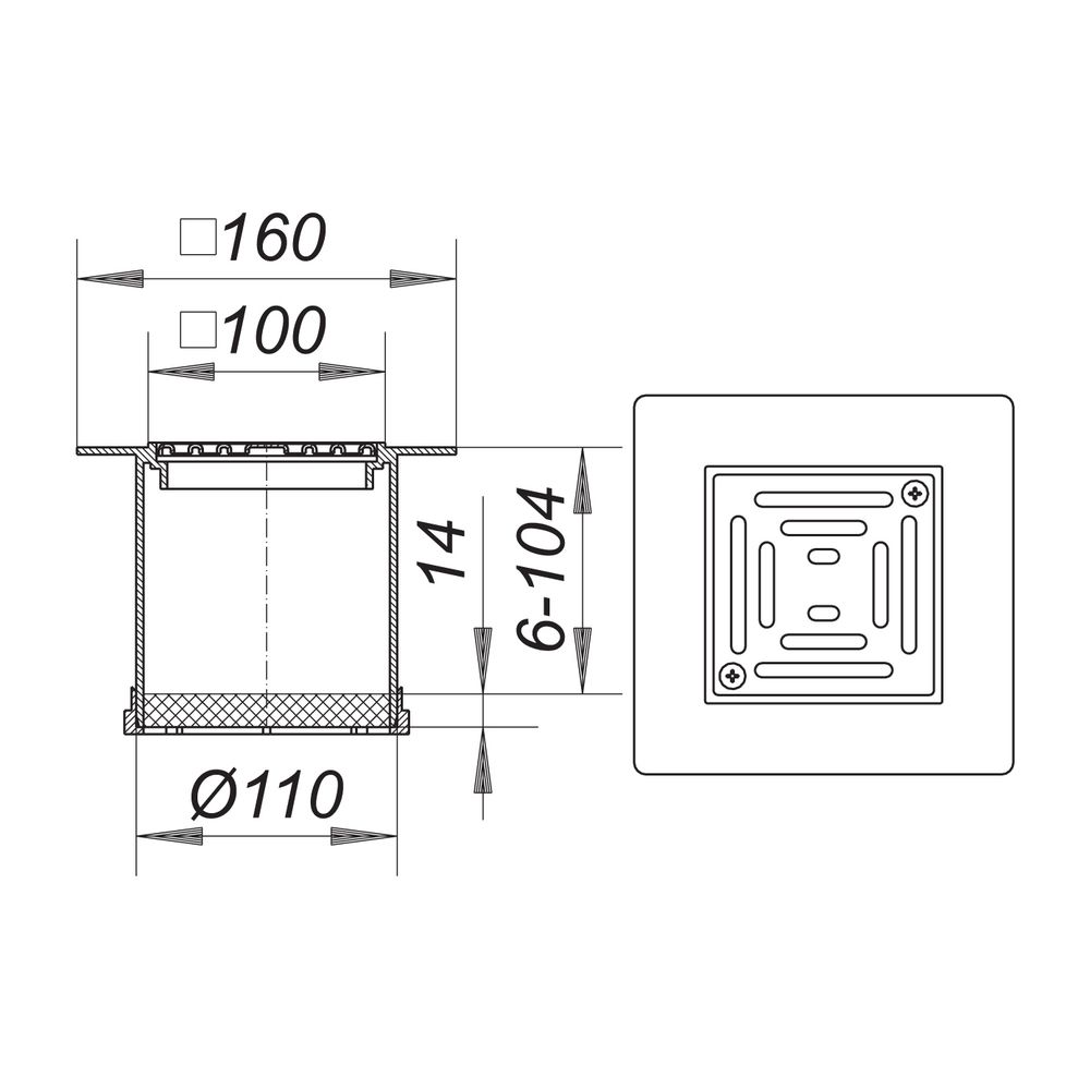 Dallmer PVC-EN 10 Aufsatz 100x100mm Rost verschraubt... DALLMER-510150 4001636510150 (Abb. 2)