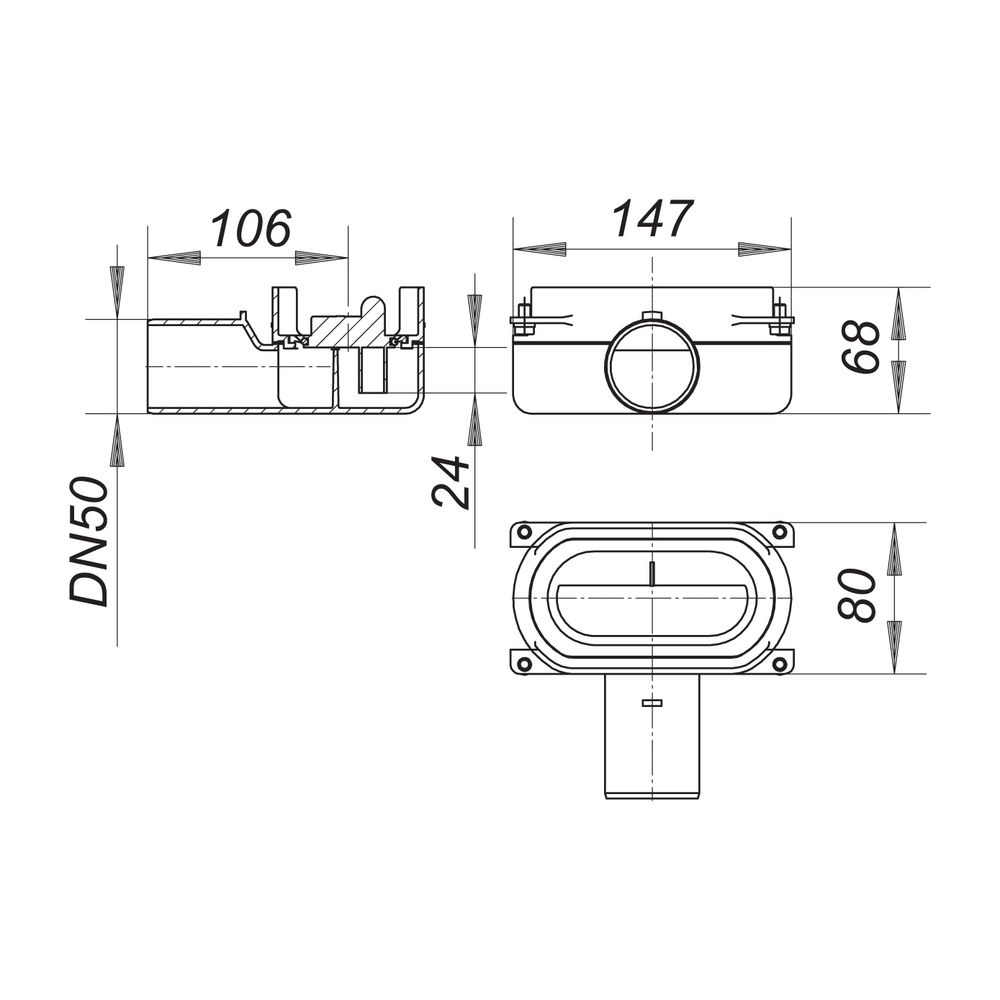 Dallmer CeraLine Nano Ablaufgehäuse DN 50, für CeraLine Nano Duschrinnen... DALLMER-521767 4001636521767 (Abb. 2)