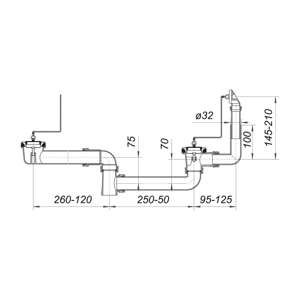 Dallmer Ab- und Überlauf Set 023 U, 2 Ketten 1 1/2"... DALLMER-110312 4001636110312 (Abb. 2)