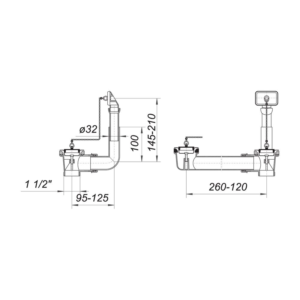 Dallmer Ab- und Überlauf Set 024 U, 2 Ketten 1 1/2"... DALLMER-110411 4001636110411 (Abb. 2)