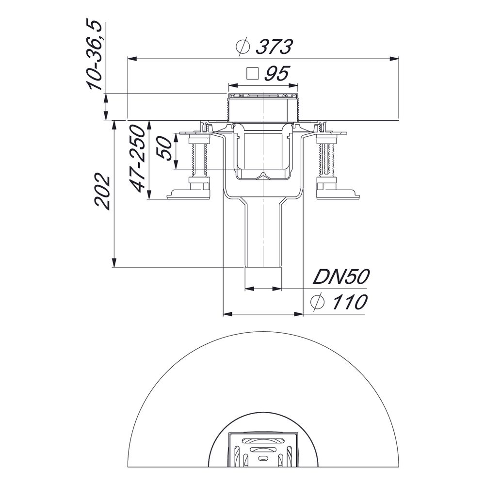 Dallmer DallDrain Pure senkrecht Bodenablauf 100x100mm, DN 50/100, ABS/PP/Edelstahl, 51... DALLMER-517128 4001636517128 (Abb. 3)