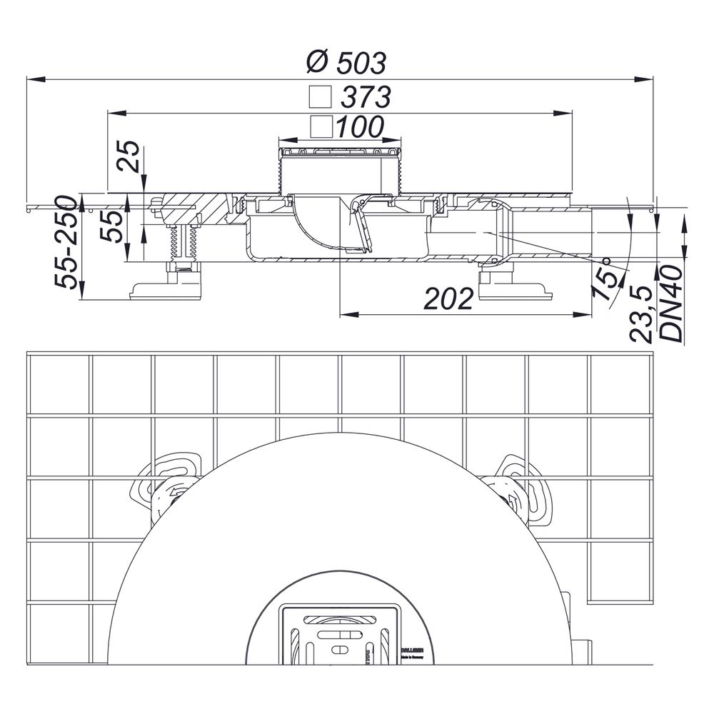 Dallmer CeraDrain Select Plan Bodenablauf 100x100mm, DN 40, ABS/PP/Edelstahl, 518378... DALLMER-518378 4001636518378 (Abb. 2)
