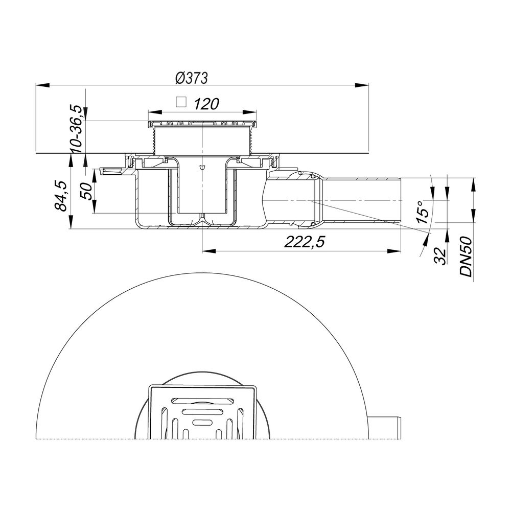 Dallmer DallDrain Select OM Bodenablauf 120x120mm DN 50... DALLMER-517579 4001636517579 (Abb. 2)