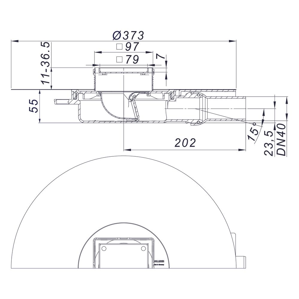 Dallmer DallDrain Individual Plan OM Bodenablauf 100x100mm, DN 40, mit Kugelgelenk, ABS... DALLMER-517760 4001636517760 (Abb. 2)