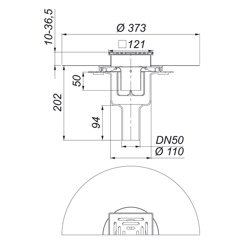 Dallmer DallDrain Select senkrecht OM Bodenablauf 120x120mm, DN 50, ABS/PP/Edelstahl, 5... DALLMER-517661 4001636517661 (Abb. 3)