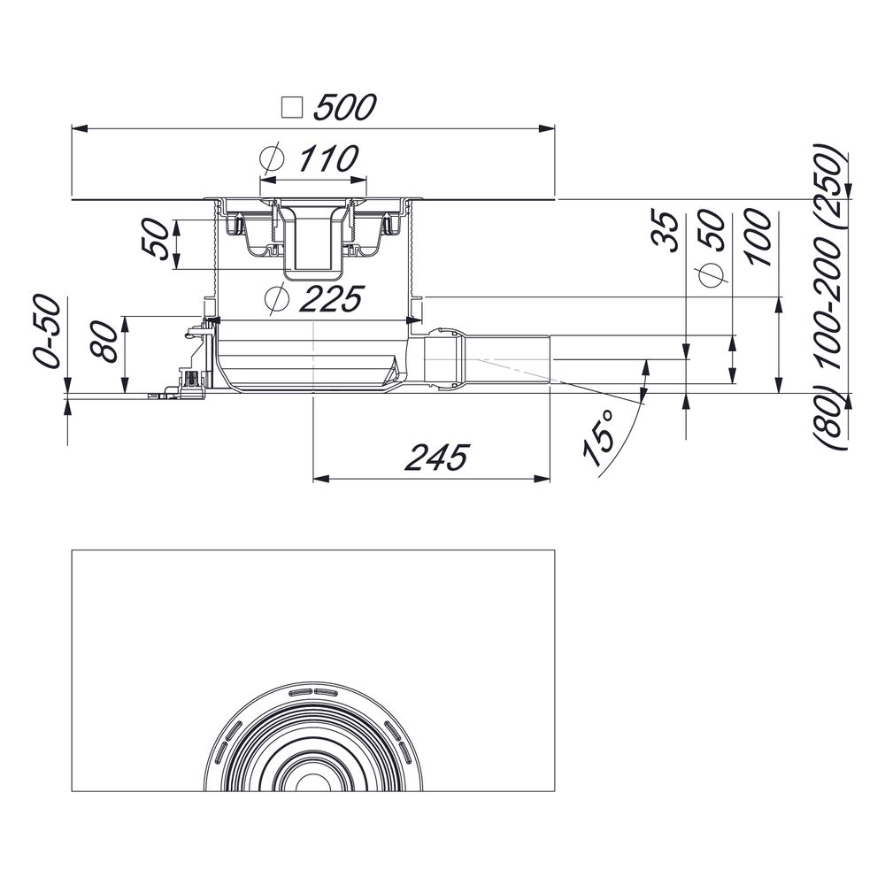 Dallmer Orio DallBox Duschwannenablauf mit Edelstahl Haube, DN 50, 161505... DALLMER-161505 4001636161505 (Abb. 2)