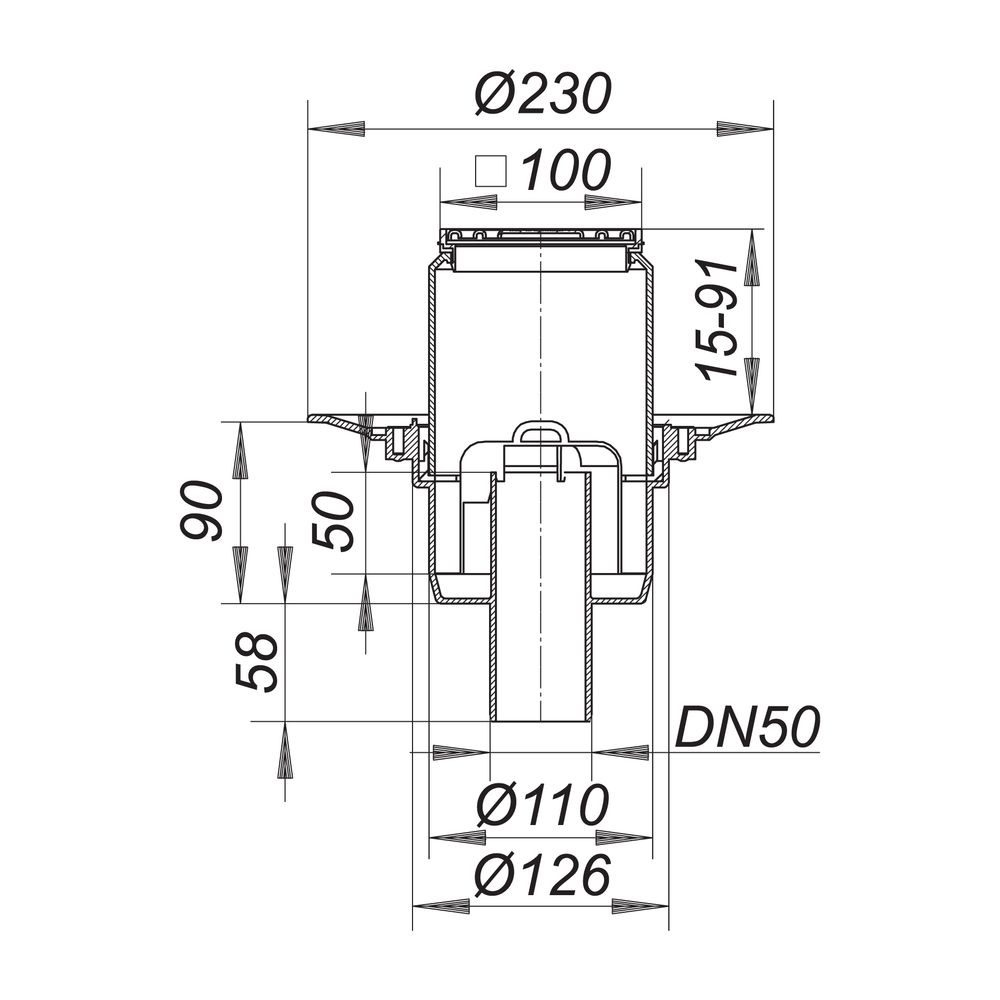 Dallmer Bodenablauf 40 SE 100x100mm DN 50... DALLMER-405050 4001636405050 (Abb. 2)