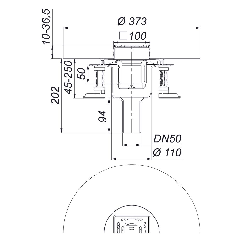 Dallmer DallDrain Select senkrecht Bodenablauf 100x100mm, DN 50/100, ABS/PP/Edelstahl, ... DALLMER-517135 4001636517135 (Abb. 3)