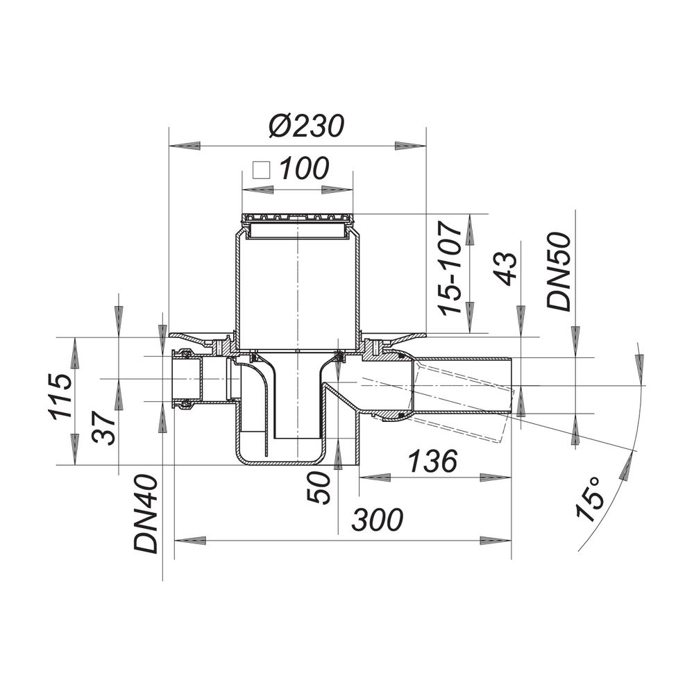 Dallmer Bodenablauf 46 SE DN 50 100x100mm, Zulauf DN 40... DALLMER-460127 4001636460127 (Abb. 2)