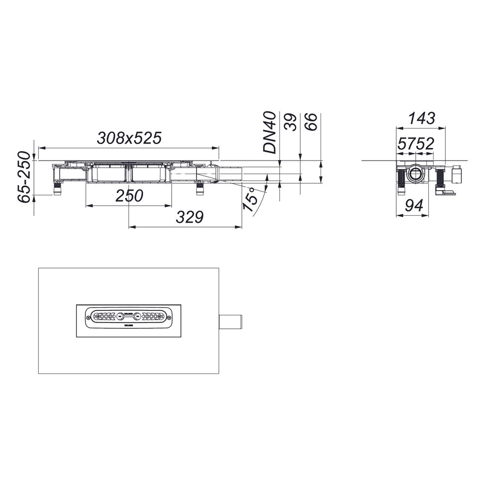 Dallmer DallFlex Plan Ablaufgehäuse DN 40, für Duschrinnen CeraFloor, CeraWall, CeraFra... DALLMER-539014 4001636539014 (Abb. 3)