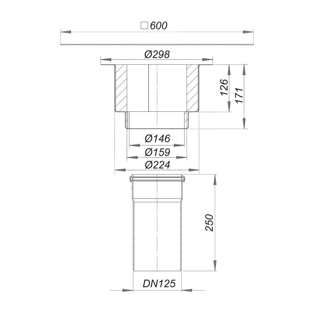 Dallmer Brandschutzelement 10 Stahltrapez DN 125... DALLMER-515155 4001636515155 (Abb. 2)