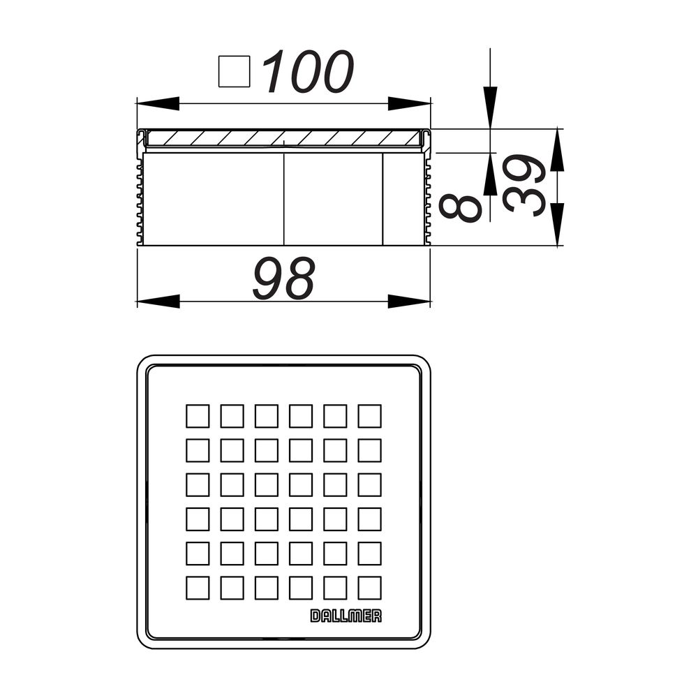 Dallmer DallDrain Select Quadra Aufsatz 100x100mm... DALLMER-517401 4001636517401 (Abb. 2)