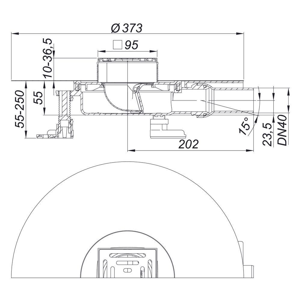 Dallmer DallDrain Pure Plan Bodenablauf 100x100mm, DN 40, mit Kugelgelenk, ABS/PP/Edels... DALLMER-517074 4001636517074 (Abb. 3)