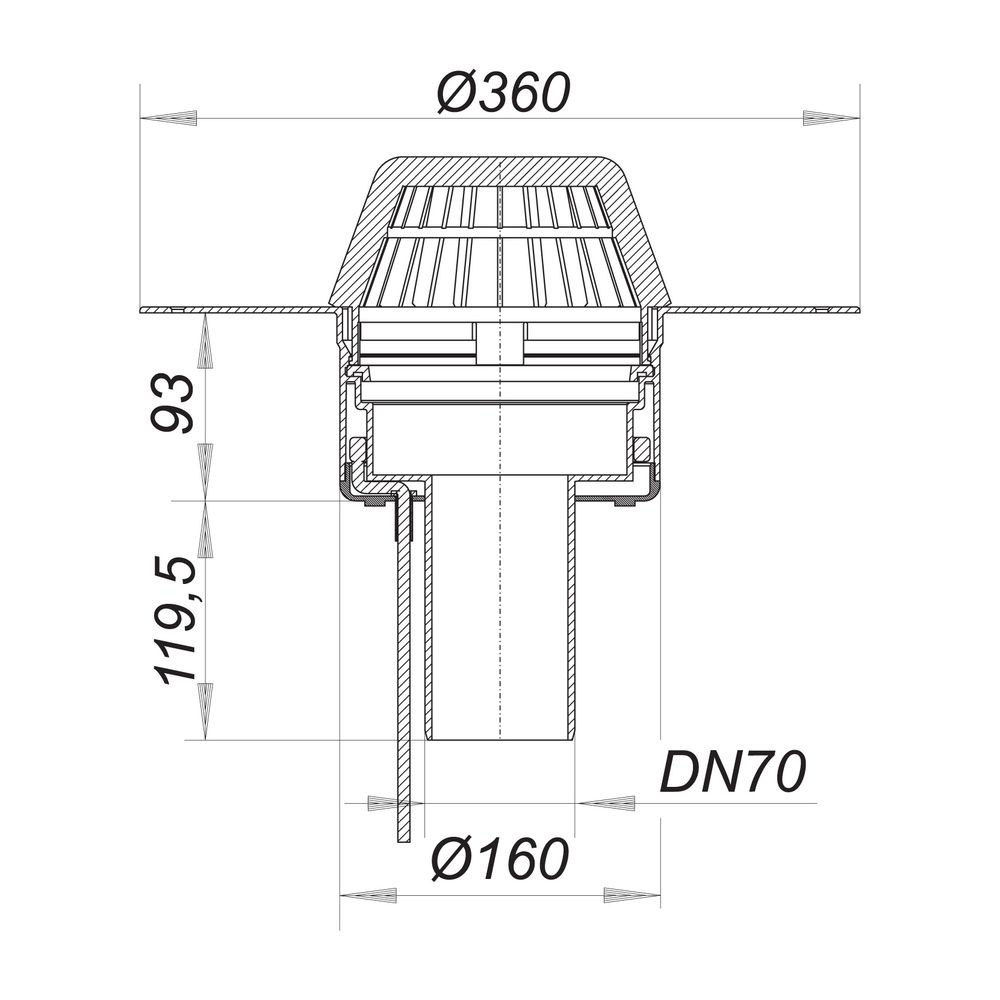 Dallmer Dachablauf 62 H FPO-PP beheizt DN 70... DALLMER-621603 4001636621603 (Abb. 2)