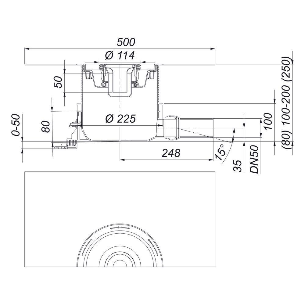 Dallmer Orio DallBox Ablaufgehäuse DN 50, Höhe 80-250mm, 161536... DALLMER-161536 4001636161536 (Abb. 3)