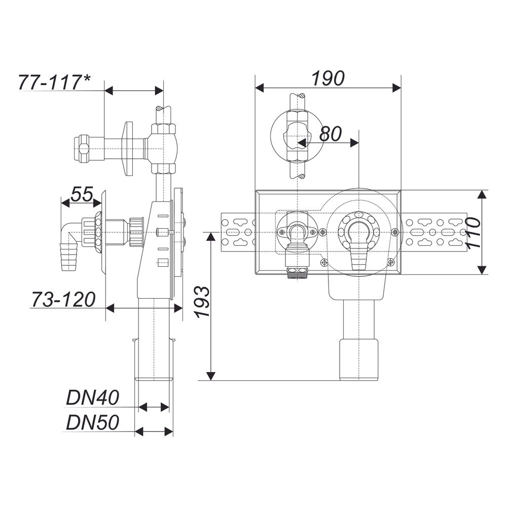 Dallmer Wandeinbau-Waschgeräte-Siphon 405, DN 40/50, PE, 130501... DALLMER-130501 4001636130501 (Abb. 3)