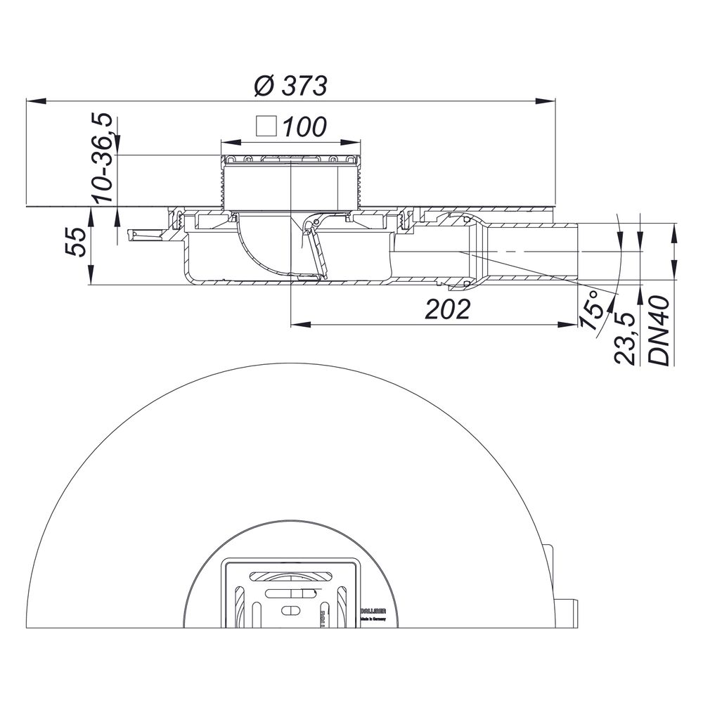 Dallmer DallDrain Select Plan OM Bodenablauf 100x100mm, DN 40, mit Kugelgelenk, ABS/PP/... DALLMER-517593 4001636517593 (Abb. 3)