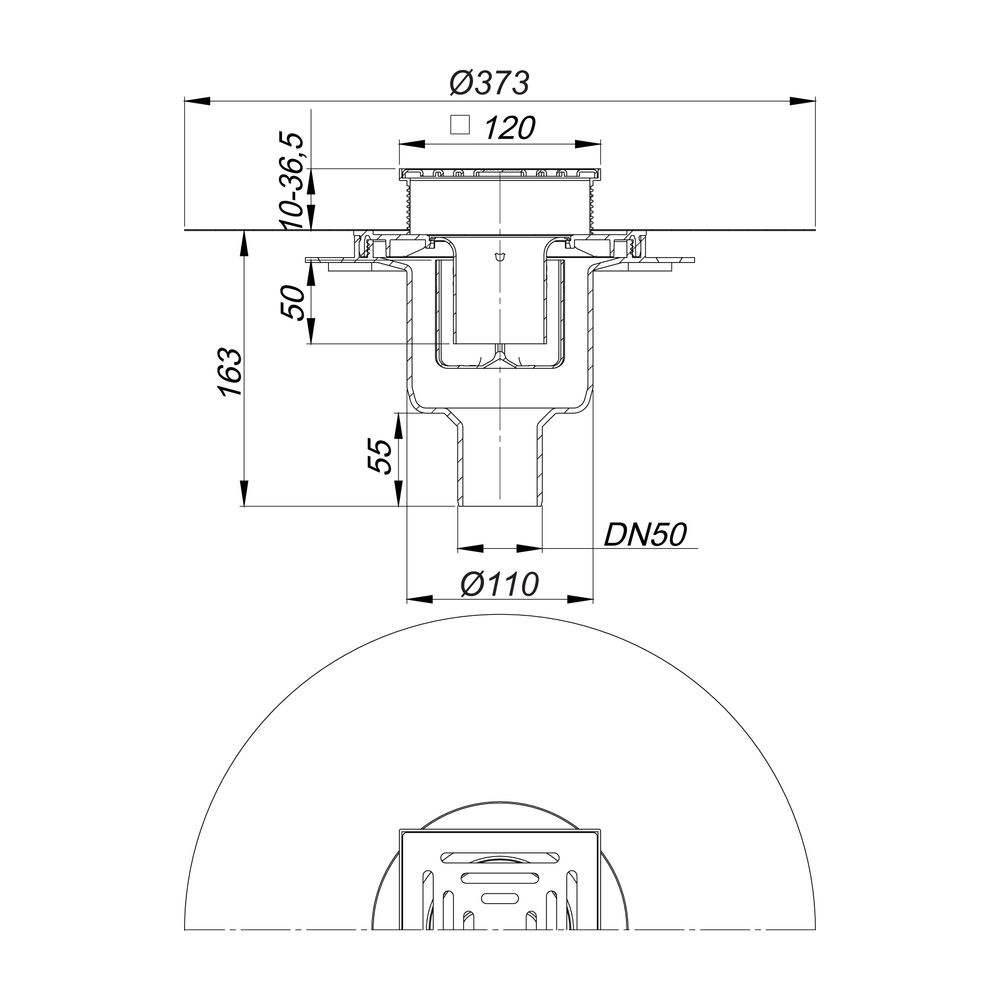 Dallmer DallDrain Pure senkrecht OM Bodenablauf 120x120mm DN 50... DALLMER-517692 4001636517692 (Abb. 2)