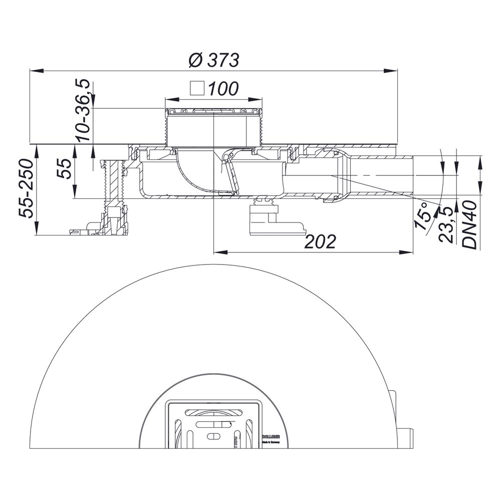 Dallmer DallDrain Select Plan Bodenablauf 100x100mm, DN 40, mit Kugelgelenk, ABS/PP/Ede... DALLMER-517081 4001636517081 (Abb. 3)