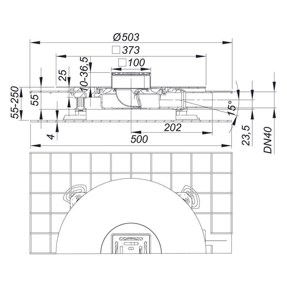 Dallmer CeraDrain Select Plan Schallschutzablauf 100x100mm, DN 40, ABS/PP/Edelstahl, 51... DALLMER-518408 4001636518408 (Abb. 2)